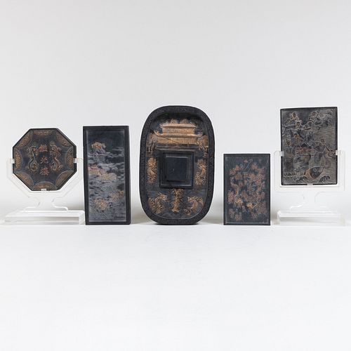 Group of Five Chinese Inkstones