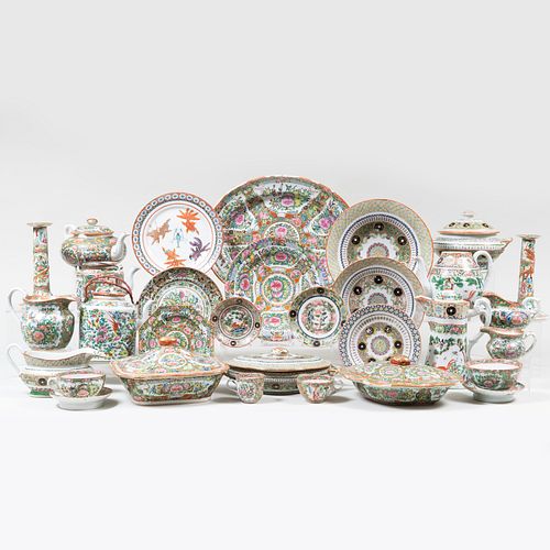 Assembled Chinese Export Canton Famille Rose Porcelain Part Service