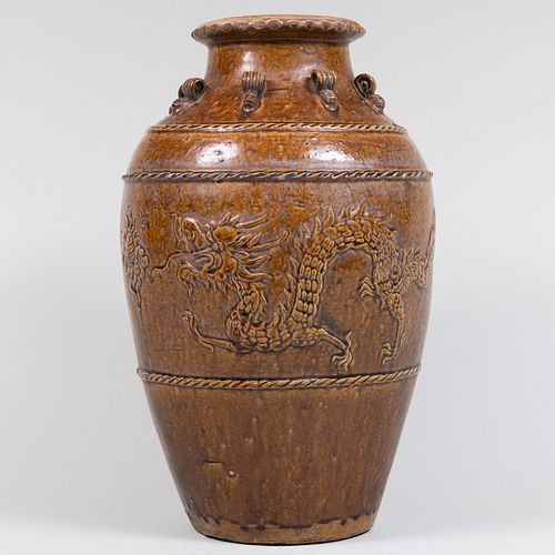 Chinese Brown Glazed Pottery Wine Jar