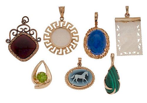 Pendants in 14 Karat with Various Gemstones 