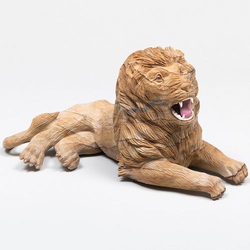 Hardstone Figure of a Recumbent Lion