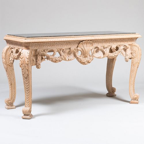George II Style Carved and Limed Pine Console