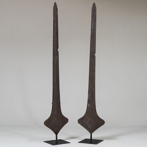 Two Large African Metal Currency, In the form of Spears