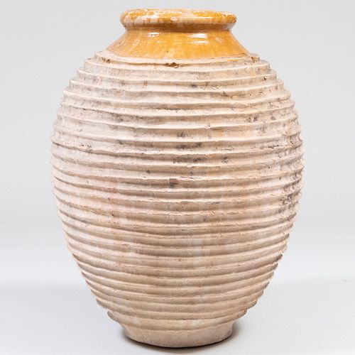 Large Greek Partially Glazed Pottery Pithos
