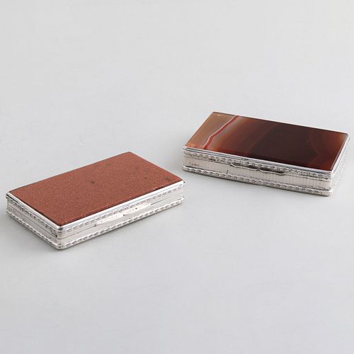 Two Silver Hardstone Mounted Boxes