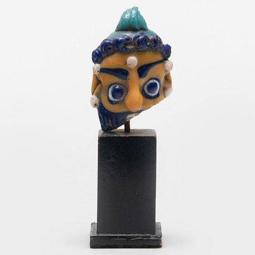 Phoenician Glass Face Bead on Stand