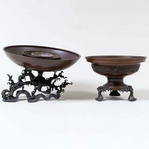 Two Japanese Bronze Censers