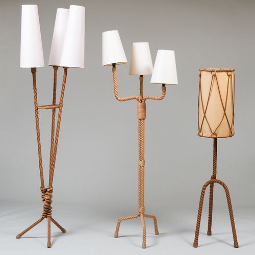 Group of Three Modern Rope-Twist Floor Lamps