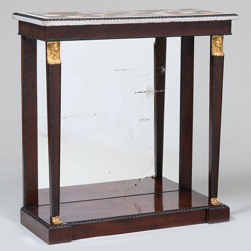 Regency Style Mahogany and Parcel-Gilt Specimen Marble Console Table