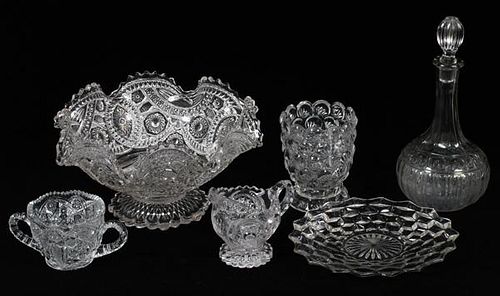 PRESSED GLASS TABLEWARE 6 PIECES