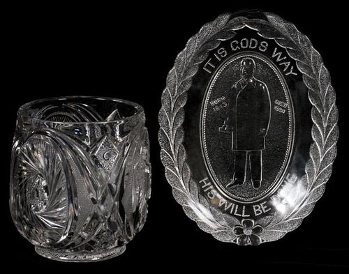 MCKINLEY PATTERN GLASS BREAD TRAY 1901