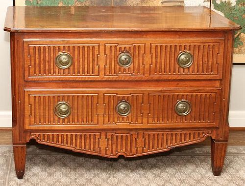 CARVED WALNUT TWO DRAWER COMMODE