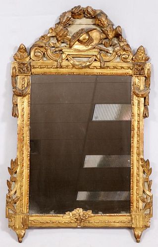 CONTINENTAL GILT WOOD AND GESSO MIRROR 19TH CENTURY