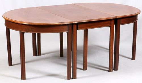 MAHOGANY THREE PART DINING TABLE PLUS TWO BOARDS