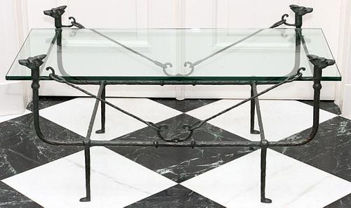 BRONZE AND GLASS COFFEE TABLE