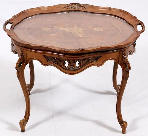 MARQUETRY INLAID SIDE TABLE