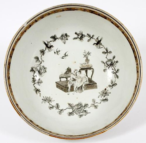 CHINESE EXPORT BOWL EN GRISAILLE 18TH.C.
