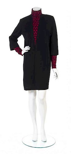A Bob Mackie Black and Red Wool Cocktail Dress,