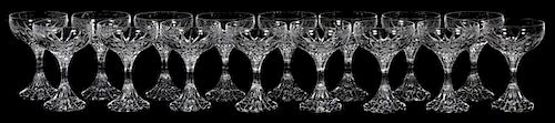 BACCARAT MASSENA CRYSTAL SHERBET GLASSES/CHAMPAGNE COUPES 16 PIECES