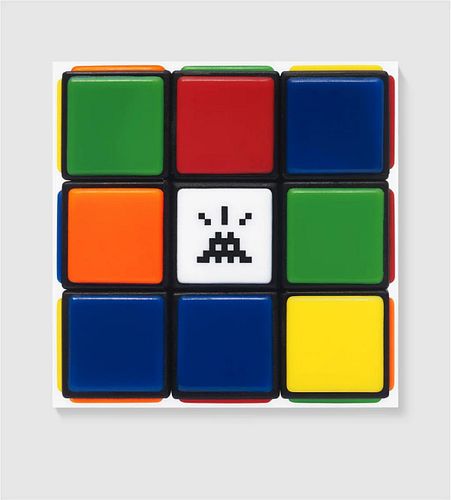 INVADER- Diasec-mounted Giclee on aluminium composite panel "Invaded Cube (NVDR1-1)"