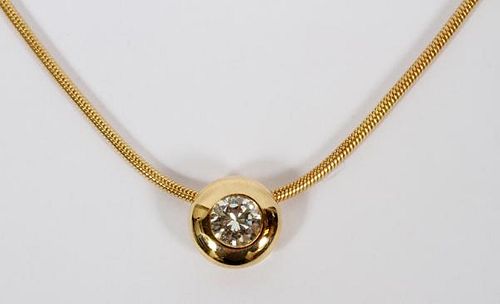 DIAMOND SOLITAIRE AND 14KT YELLOW GOLD NECKLACE