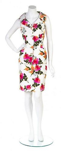 * A Christian Dior Floral Print Cotton Skirt Ensemble, Size 4.