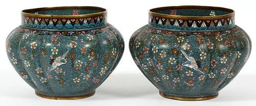 CHINESE CLOISONNE VASES 19TH C. PAIR
