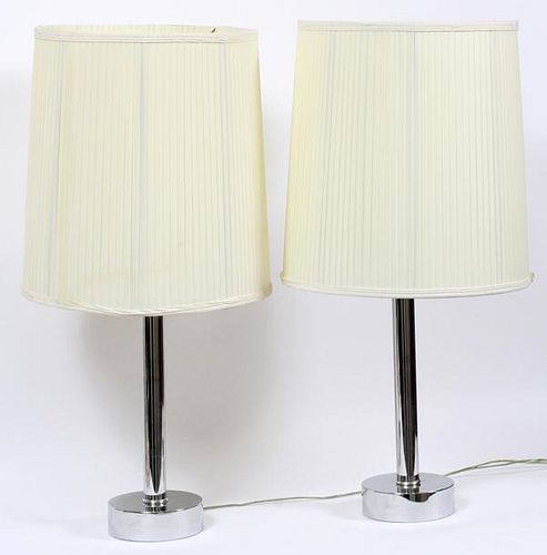 MID-CENTURY MODERN CHROME LAMPS PAIR