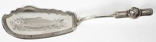 NEWELL HARDING & CO. COIN SILVER FISH SLICE 19TH C.