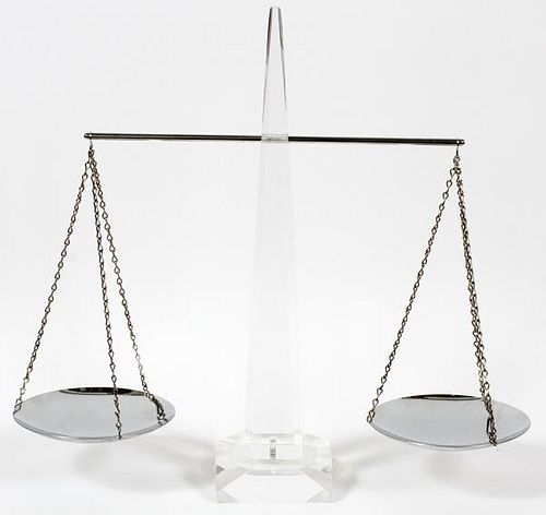 MID-CENTURY MODERN LUCITE AND CHROME SCALE