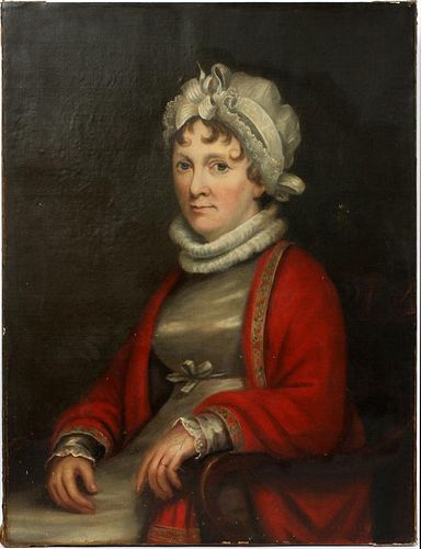 19TH CENTURY PORTRAIT OF A LADY OIL ON CANVAS
