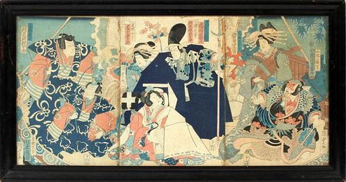 JAPANESE COLOR WOODBLOCK TRIPTYCH