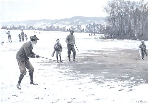 Arthur Burdett Frost (1851-1928), Winter Golf - Play the Like in Four!