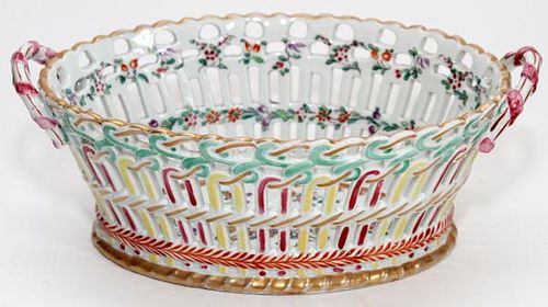 FRENCH ARMORIAL PORCELAIN BASKET C.1950