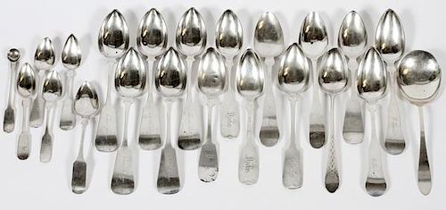 GROUP OF AMERICAN & EUROPEAN COIN SILVER SPOONS