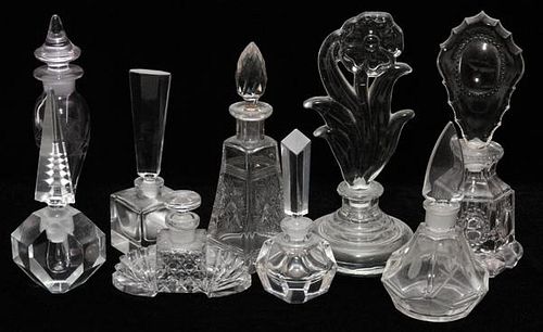 CRYSTAL AND GLASS PERFUME AND COLOGNE BOTTLES