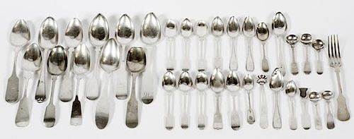 GROUP OF COIN SILVER FLATWARE ITEMS