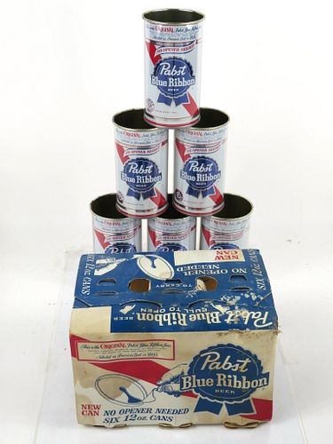 1965 Pabst Blue Ribbon Beer 6 pack with Cans