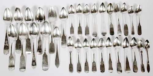 GROUP OF AMERICAN SILVER & COIN SILVER SPOONS