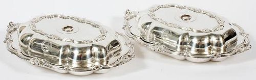SILVERPLATE COVERED SERVING DISHES PAIR