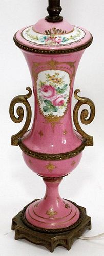 FRENCH PORCELAIN URN CONVERTED TO BOUDOIR LAMP
