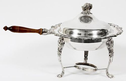 SILVERPLATE COVERED CHAFING DISH LID AND STAND