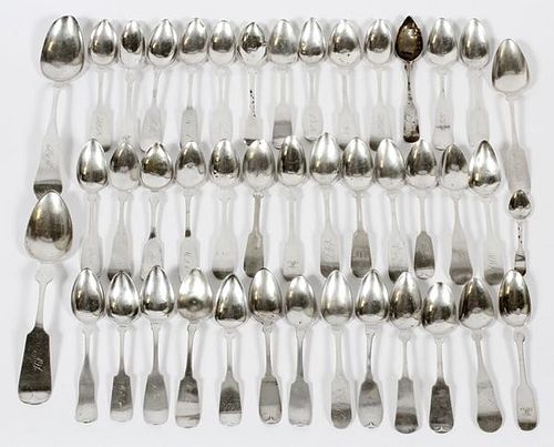 GROUP OF MOSTLY AMERICAN COIN SILVER SPOONS