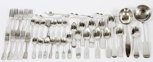 GROUP OF COIN SILVER & ELECTROPLATED FLATWARE ITEMS