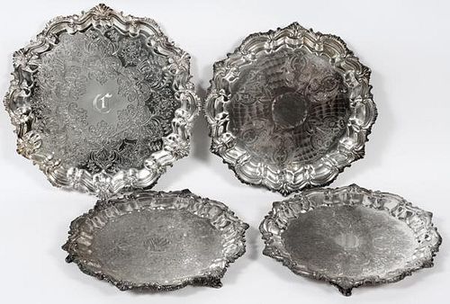 SILVERPLATE SERVING TRAYS 4 PIECES