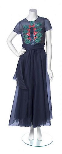A Madame Gres Haute Couture Blue Silk Organza Dress,