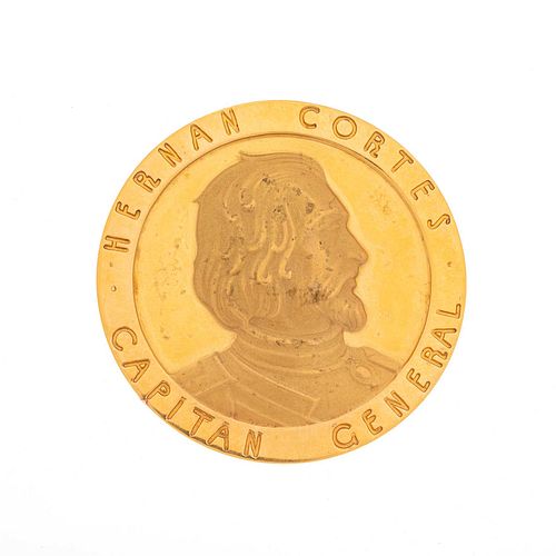 Medalla Cuauhtemoc Señor de Tenochtitlan y Hernan Cortes Capitan General. Peso: 42.8 g.