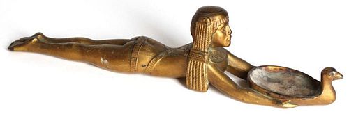 Replica Ancient Egyptian Gold Metal Cosmetic Spoon