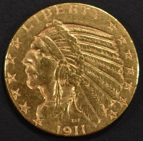 1911-D $5 GOLD INDIAN BU