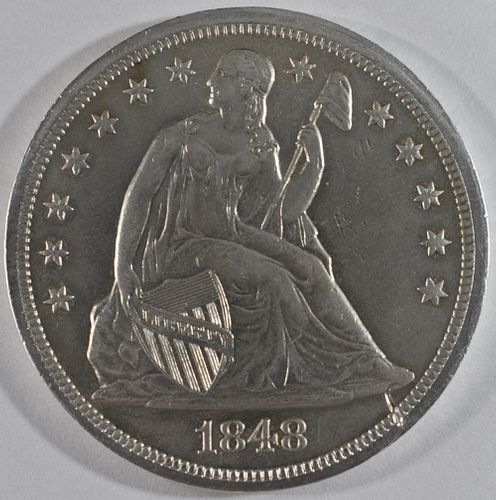 1848 SEATED LIBERTY DOLLAR AU/BU